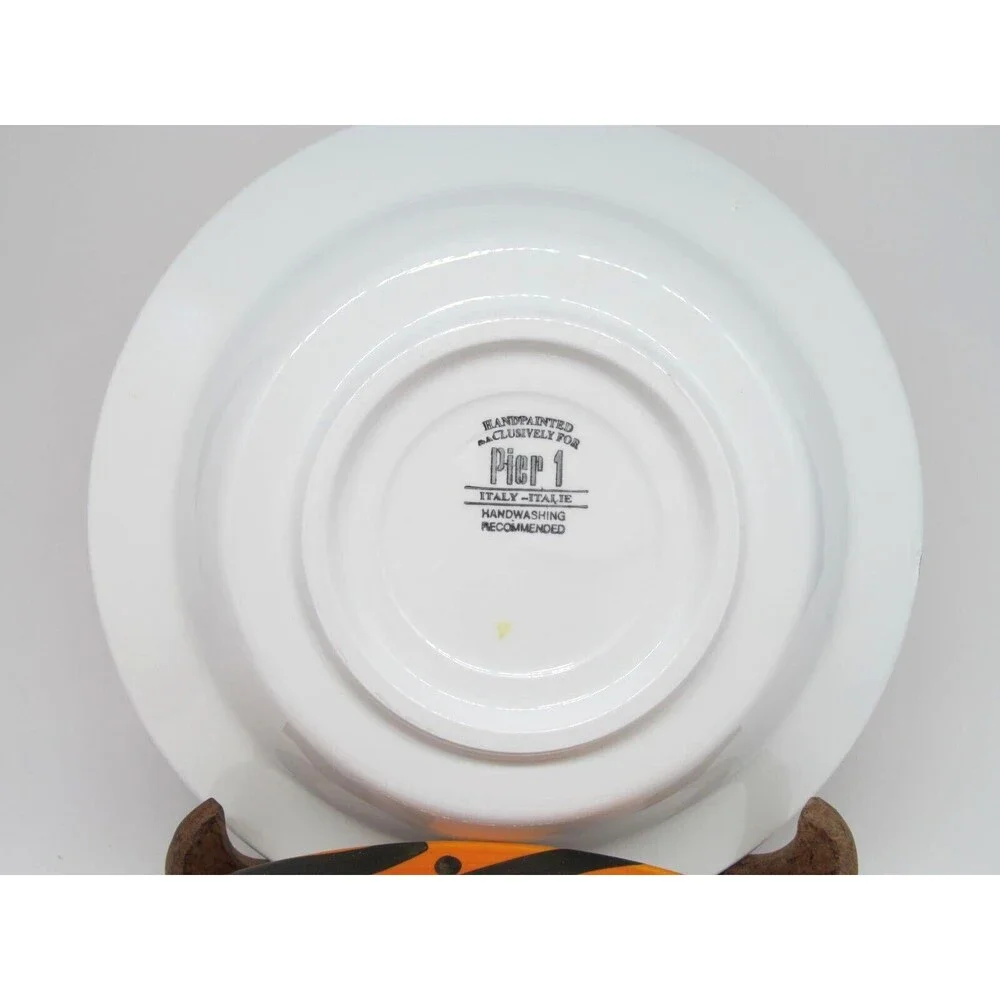 Pier 1 Soup Bowl Italy orange stripes and dots 9
